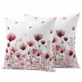 thumbnail image 1 of Spring Flowers Pillow Covers 2 Pack Watercolor Red Pink Floral Leaf Plant Pillowcase Waterproof Outdoor Throw Pillow Cover for Patio Garden Square Cushion 26”x26”, 1 of 9