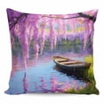 thumbnail image 1 of Spring Flowers Pillow Covers 20x20 Inch Decorative Throw Pillow Cover, Purple Vine Lake Boat Grass Vintage Oil Painting Sofa Pillowcases Accent Cushion Case Home Decor Bedroom Living Room, 1 of 6