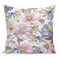 thumbnail image 1 of Spring Flowers Pillow Covers 20x20 Inch Decorative Throw Pillow Cover, Watercolor Floral Dragonflies Vintage Sofa Pillowcases Accent Cushion Case Home Decor Bedroom Living Room, 1 of 6