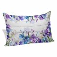 thumbnail image 1 of Spring Flowers Pillow Covers, Linen Long Throw Pillow Case, Watercolor Garden Florals Wooden Grain Holiday Pillow Protector Decorative Cushion Cover for Living Room/Bedroom 12" x 20", 1 of 8