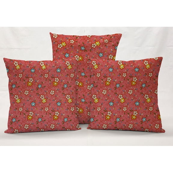 Spring Flowers Pillowcase / Pillow Cover by Penny's Needful Things (12 x 12) (Red)