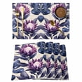 thumbnail image 1 of Spring Flowers Placemats Set of 12, Rustic Oil Painting Purple Pink Floral Black Leaf Linen Texture Non-Slip Place Mats Washable Table Mats for Kitchen Dining Table Decorations Indoor/Outdoor, 1 of 9