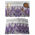 thumbnail image 1 of Spring Flowers Placemats Set of 4 Purple Botanical Floral Wooden Grain Place Mats Indoor Wipeable Table Mats Washable Cloth Dining Table Placemats for Kitchen Holiday Party Home Decor 13x19 Inch, 1 of 9