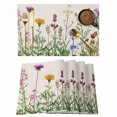 thumbnail image 1 of Spring Flowers Placemats Set of 4 Wild Floral Herb Botanical Place Mats Indoor Wipeable Table Mats Washable Cloth Dining Table Placemats for Kitchen Holiday Party Home Decor 13x19 Inch, 1 of 9