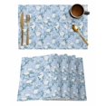 thumbnail image 1 of Spring Flowers Placemats Set of 6 Retro White Floral Blue Retro Texture Heat Insulation Washable Place Mats, Rustic Non-Slip Table Mats for Dining Table Party Kitchen Decor,13x19 Inch, 1 of 4