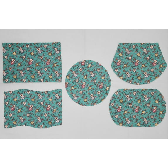 Spring Flowers Placemats by Penny's Needful Things (Round - Set of 6) (Teal)