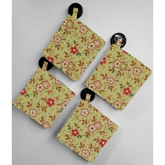 Spring Flowers Pot Holders (Set of 2) by Penny's Needful Things (Green)