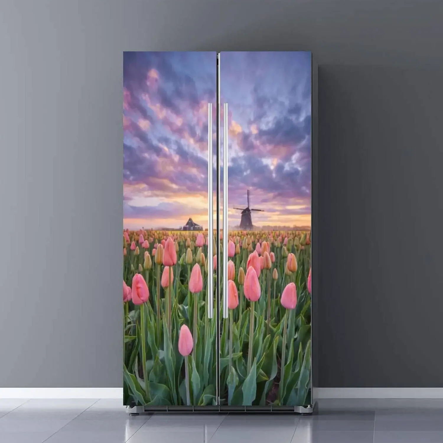 Spring Flowers Refrigerator Sticker Colorful Floral Decal Door Mural ...