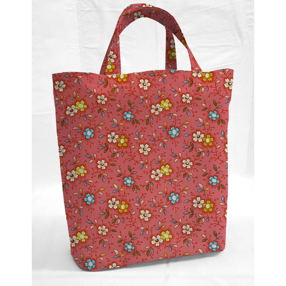 Spring Flowers Tote Bag (Small Oval Tote) (Red)