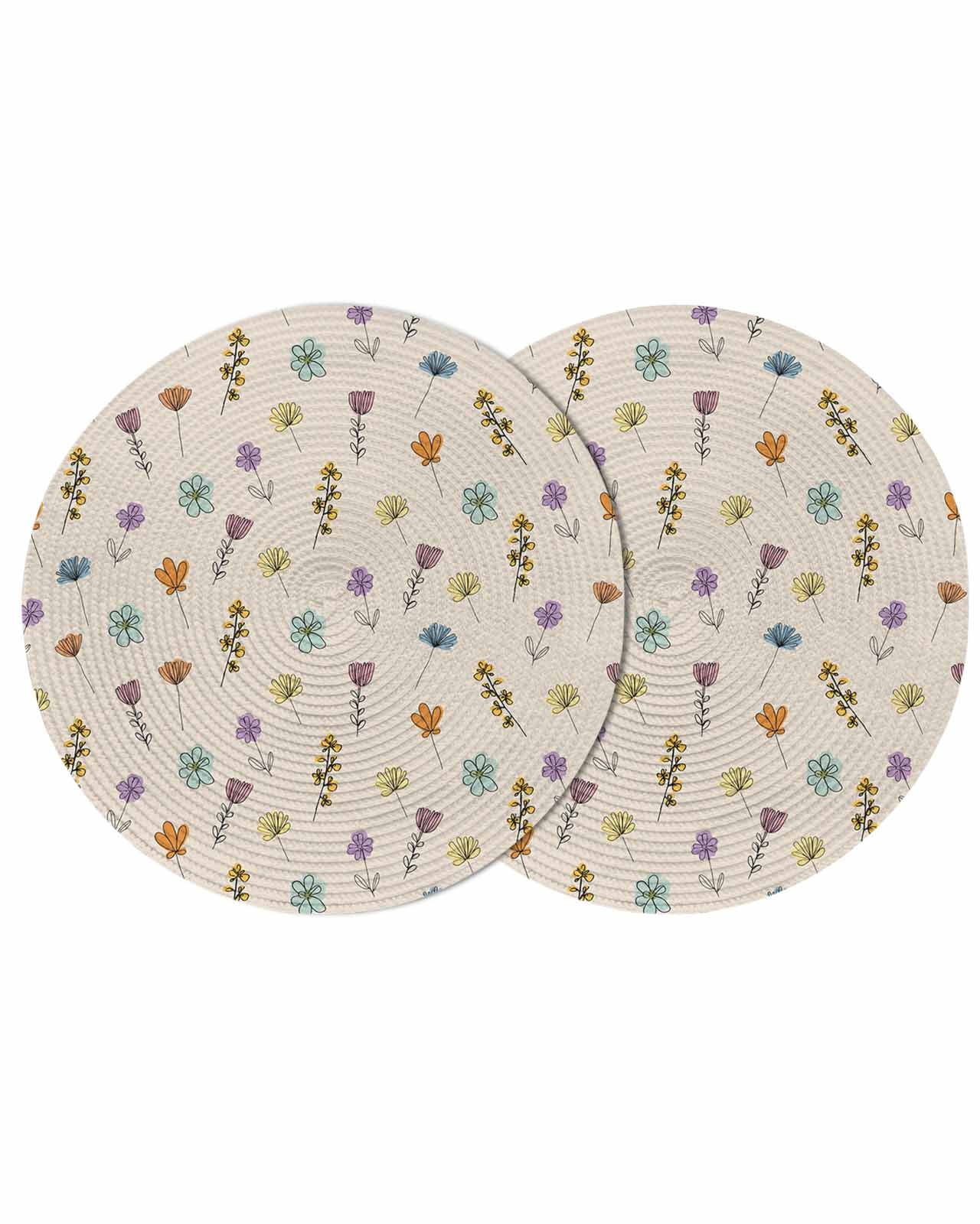 Spring Flowers Round 13 Inch Placemats Set of 2, Vintage Wildflowers ...