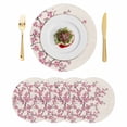 thumbnail image 1 of Spring Flowers Round 13 Inch Placemats Set of 4, Pink Cherry Blossom Branches Plants Beige HeatResistant Non Slip Place Mats for Dining Table, Wipeable Braided Kitchen Table Mats for Housewarming, 1 of 9