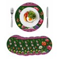 thumbnail image 1 of Spring Flowers Round 15 Inch Placemats Set of 6, Purple Boho Farmhouse Botanical Florals HeatResistant Non Slip Place Mats for Dining Table, Wipeable Braided Kitchen Table Mats for Housewarming, 1 of 9