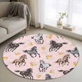 thumbnail image 1 of Spring Flowers Round Area Rug 3.3Ft Washable Circle Rugs for Dining Room Table, Black Brown White Horse Country Pink Non-Slip Carpet Floor Mats Indoor Outdoor Carpet Runner Aesthetic Home Decor, 1 of 8