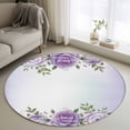 thumbnail image 1 of Spring Flowers Round Area Rug 3.3Ft Washable Circle Rugs for Dining Room Table, Botanical Purple Floral Leaaves Gradient Non-Slip Carpet Floor Mats Indoor Outdoor Carpet Runner Aesthetic Home Decor, 1 of 8