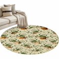 thumbnail image 1 of Spring Flowers Round Area Rugs Collection 3.3', Botanical Blossom White Daisy Floral Non Slip Indoor Circular Throw Runner Rug Floor Mat Carpet for Living Room Dining Table Bedroom Nursery, 1 of 9