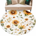 thumbnail image 1 of Spring Flowers Round Area&nbsp;Rug 8ft Watercolor Sunflower Non-Slip&nbsp;Washable Circle Rugs Soft Felt Indoor Floor Mat for Bedroom Kitchen Living Room Bathroom, 1 of 9