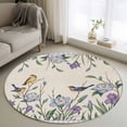 thumbnail image 1 of Spring Flowers Round Rug 3ft Washable Circle Entryway Rugs Non Slip Vintage Floral Leaves Birds Farmhouse Plaid Area Rug Indoor Floor Carpet for Bedroom Kitchen Living Room Home Office Dining Room, 1 of 8