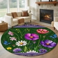 thumbnail image 1 of Spring Flowers Round Rug 8ft Washable Circle Rugs Non Slip Boho Botanical Budding Garden Florals Large Area Rug Indoor Floor Carpet for Bedroom Kitchen Living Room Home Office Dining Room Nursery, 1 of 8