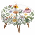thumbnail image 1 of Spring Flowers Round Tablecloth 60 inches Pink Yellow Orange Flowers Farm Floral Idyllic Waterproof Oil-Proof Table Cloth Round Table Cover for Holiday Party Picnic Dinner Decor Indoor Outdoor Use, 1 of 9