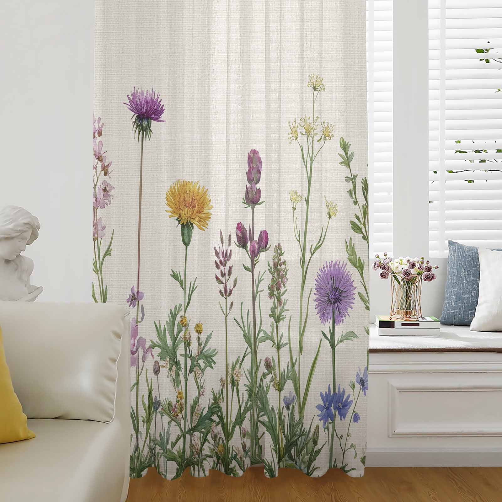 Spring Color Drape Spring Flowers Semi Sheer Curtains Drapes for Living Room, Bedroom ...