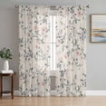 thumbnail image 1 of Spring Flowers Sheer Curtains 72 Inch Length 2 Panels Set Window Treatments, Blue Pink Floral Leaves Farmhouse Vintage Plants Rod Pocket Semi Curtains for Living Room/Bedroom/Kitchen, 104"W x 72"L, 1 of 7