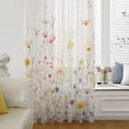 thumbnail image 1 of Spring Flowers Sheer Curtains 72 Inch Length, Light Filtering Voile Curtain Panel, Watercolor Wildflowers Farmhouse Floral Rod Pocket Drapes Window Treatments for Living Room Bedroom 52"x72", 1 of 9