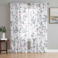 thumbnail image 1 of Spring Flowers Sheer Curtains 84 Inch Length 2 Panels Set Window Treatments, Blue Pink Floral Leaves Pastoral Botanical Rod Pocket Semi Curtains for Living Room/Bedroom/Kitchen Décor, 104"W x 84"L, 1 of 7