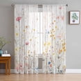 thumbnail image 1 of Spring Flowers Sheer Curtains 84 Inches Long 2 Panels Set, Window Sheer Curtains for Living Room/Bedroom, Watercolor Botanical Wild Florals Herbs Light Filtering Rod Pocket Curtain 52'' x 84'' x 2, 1 of 7