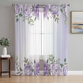 thumbnail image 1 of Spring Flowers Sheer Curtains 96 Inch Length 2 Panels Set Window Treatments, Botanical Purple Floral Leaaves Gradient Rod Pocket Semi Curtains for Living Room/Bedroom/Kitchen Décor, 104"W x 96"L, 1 of 7