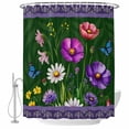 thumbnail image 1 of Spring Flowers Shower Curtain, Waterproof Shower Curtains for Bathroom, Boho Botanical Budding Garden Florals Washable Fabric Bathtub Curtain Set Bath Decor with 12 Hooks 48"x72", 1 of 8