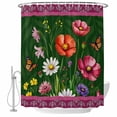 thumbnail image 1 of Spring Flowers Shower Curtain, Waterproof Shower Curtains for Bathroom, Purple Boho Farmhouse Botanical Florals Washable Fabric Bathtub Curtain Set Bath Decor with 12 Hooks Extra Long 72"x96", 1 of 8