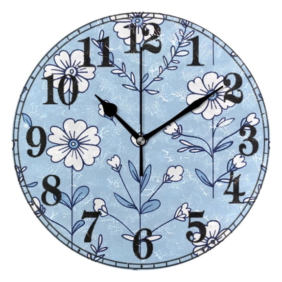 Spring Flowers Silent Wall Clock 10" Non-Ticking Battery Clock