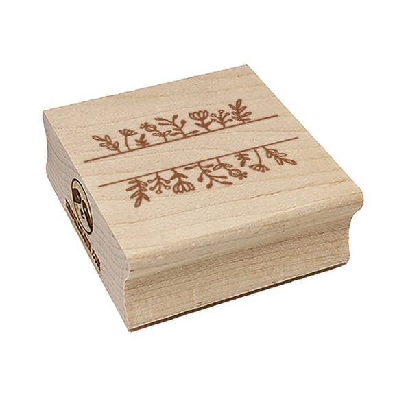 Spring Flowers Split Frame for Name Monogram Square Rubber Stamp Stamping Scrapbooking Crafting - Medium 1.75in