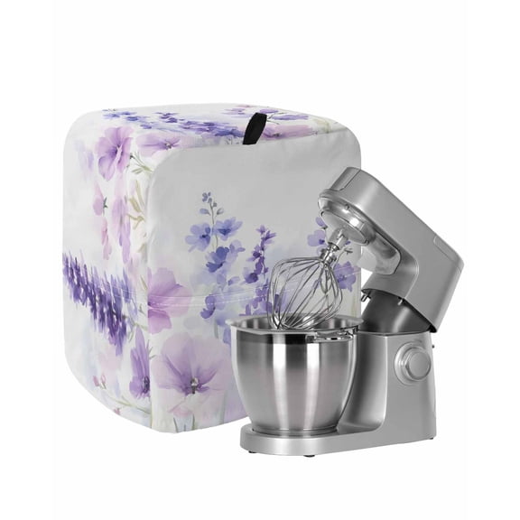 Spring Flowers Stand Mixer Dust Cover with Storage Pocket & Handles,Watercolor Idyllic Lavender Purple Plant Fits All Tilt Head & Bowl Lift Kitchen Appliance Cover Organizer Bag Accessories,6-8 Quart