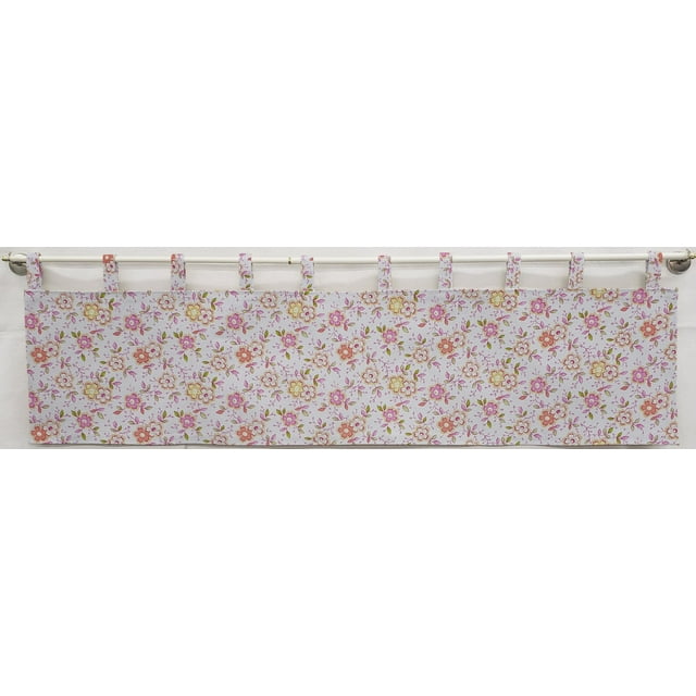 Spring Flowers Tab Top Valances by Penny's Needful Things (Unlined) (15 Inch One Valance Panel) (Pink)