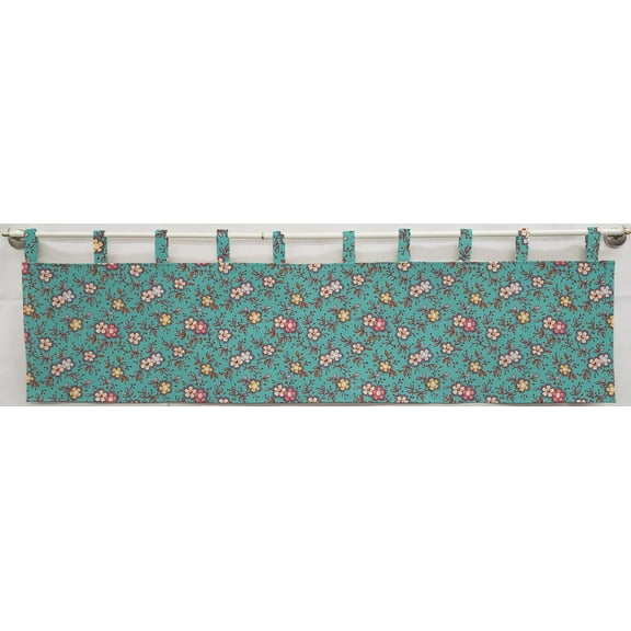 Spring Flowers Tab Top Valances by Penny's Needful Things (Unlined) (15 Inch One Valance Panel) (Teal)