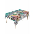 thumbnail image 1 of Spring Flowers Table Cloth, Waterproof Tablecloth for Rectangle Tables, Farmhouse Watercolor Teal Wood Grain Reusable Washable Fabric Table Cover for Restaurant Kitchen Dining Tables 54"x108", 1 of 9