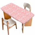 thumbnail image 1 of Spring Flowers Table Cloths for 3 Foot Rectangle Tables, Country Retro Floral Botanical Pink Patio Waterproof Elastic Fitted Tablecloths, Washable Rectangular Table Cover for Camping, 1 of 8