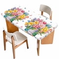 thumbnail image 1 of Spring Flowers Table Cloths for 3 Foot Rectangle Tables, Watercolor Floral Leaves Butterflies Plant Patio Waterproof Elastic Fitted Tablecloths, Washable Rectangular Table Cover for Camping, 1 of 8