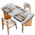thumbnail image 1 of Spring Flowers Table Cloths for 4 Foot Rectangle Tables, Farmhouse Truck Black Plaid Wood Grain Patio Waterproof Elastic Fitted Tablecloths, Washable Rectangular Table Cover for Camping, 1 of 8