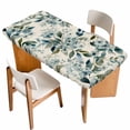 thumbnail image 1 of Spring Flowers Table Cloths for 5 Foot Rectangle Tables, Watercolor Floral Leaves Botanical Beige Patio Waterproof Elastic Fitted Tablecloths, Washable Rectangular Table Cover for Camping, 1 of 8