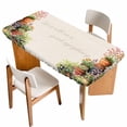 thumbnail image 1 of Spring Flowers Table Cloths for 6 Foot Rectangle Tables, Botanical Blossom Floral Pot Plants Patio Waterproof Elastic Fitted Tablecloths, Washable Rectangular Table Cover for Camping, 1 of 8