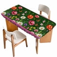 thumbnail image 1 of Spring Flowers Table Cloths for 6 Foot Rectangle Tables, Purple Boho Farmhouse Botanical Florals Patio Waterproof Elastic Fitted Tablecloths, Washable Rectangular Table Cover for Camping, 1 of 8
