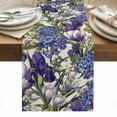thumbnail image 1 of Spring Flowers Table Runner - 108 Inch Long, Kitchen Dining Table Runner Dresser Scarves, Purple Hydrangea Orchid Floral Country Beige Farmhouse Decor for Coffee Tables Wedding Party Banquet, 1 of 8