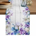 thumbnail image 1 of Spring Flowers Table Runner 48 Inches, Watercolor Garden Florals Wooden Grain Bed Runner Dresser Scarves Tabletop for Indoor Outdoor Parties/Ceremony/Banquet, 13" x 48", 1 of 8