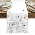 Spring Flowers Table Runner Simple Botanical Floral Herbs Bees ... - Minimalist Floral Decor