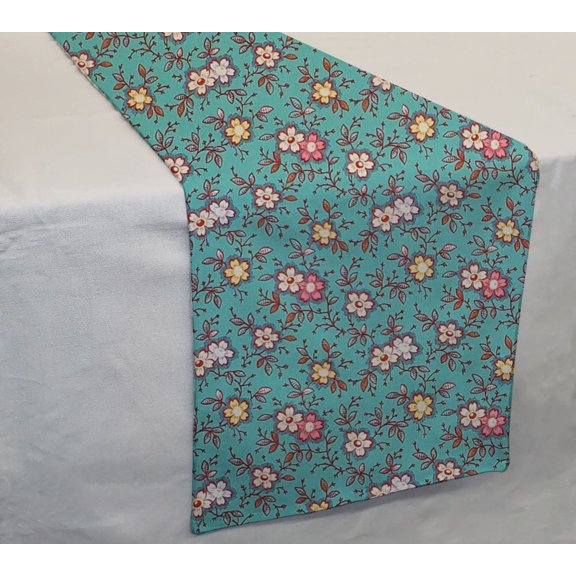 Spring Flowers Table Runner by Penny's Needful Things (3 Feet Long - STRAIGHT) (Teal)