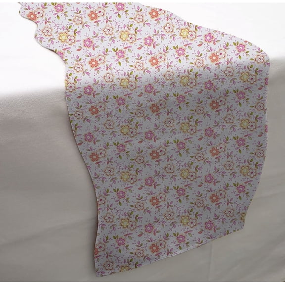 Spring Flowers Table Runner by Penny's Needful Things (7 Feet Long - SCALLOPED) (Pink)