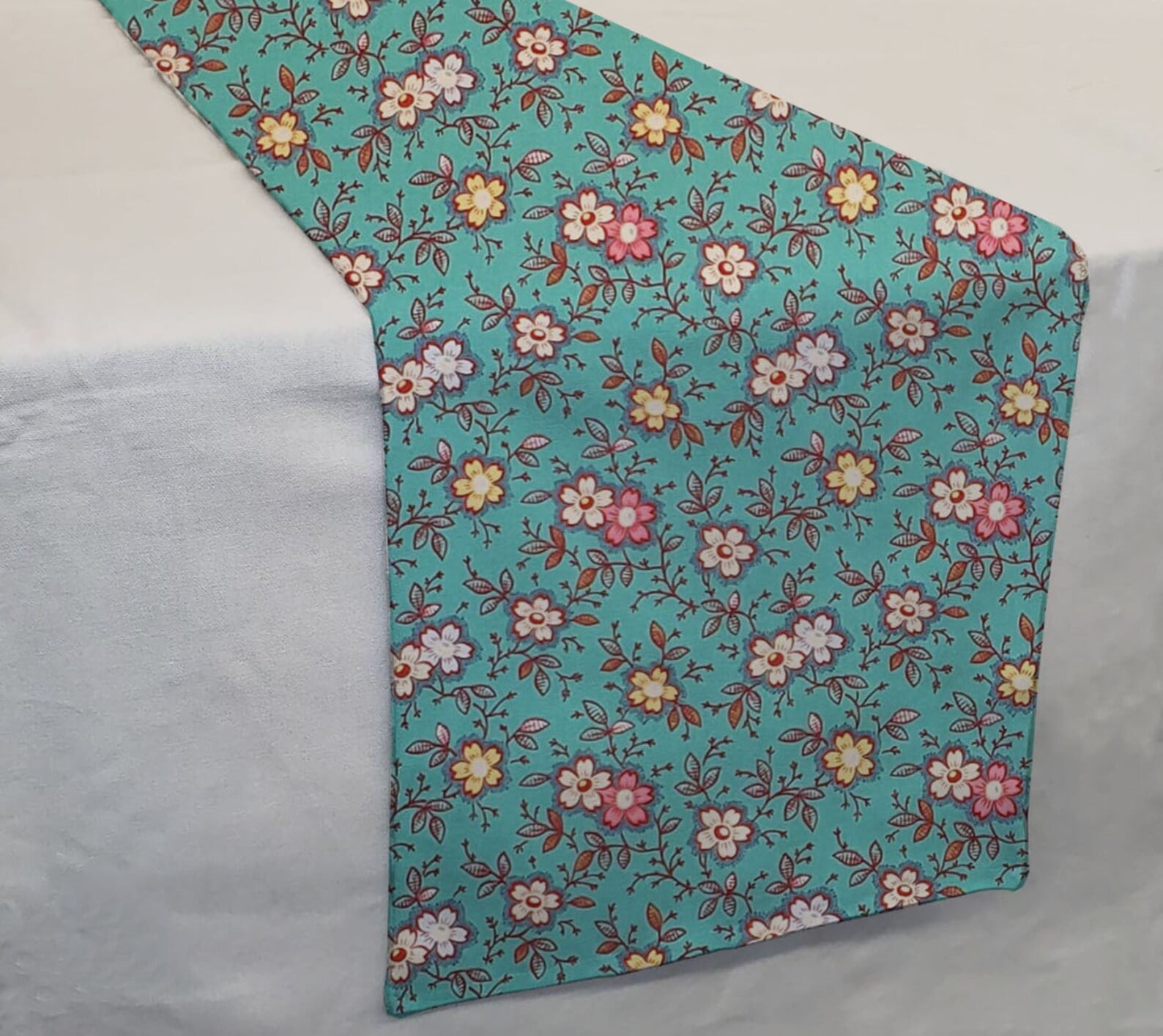 Spring Flowers Table Runner by Penny's Needful Things (8 Feet Long - STRAIGHT) (Teal)