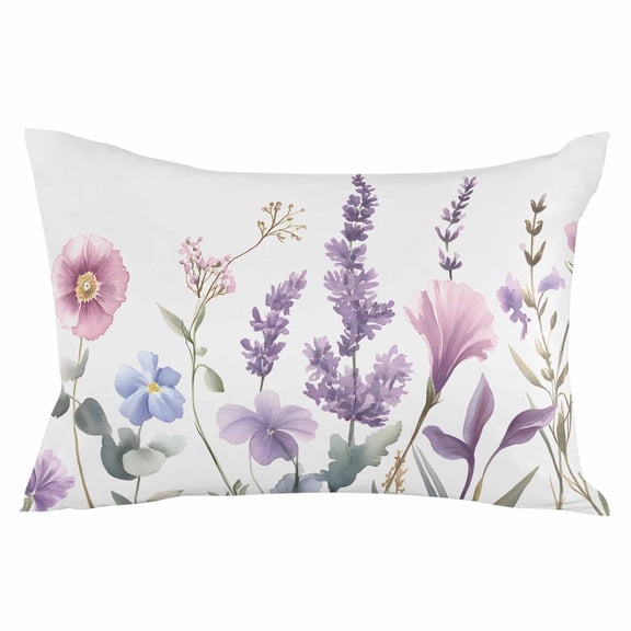 Spring Flowers Throw Pillow Cover 24 x 36 Inch Decorative Pillow Cover Idyllic Lavender Botanical Blossom Motif Lumbar Pillowcase Seasonal Rectangle Cushion Case for Couch Sofa Bed Living Room